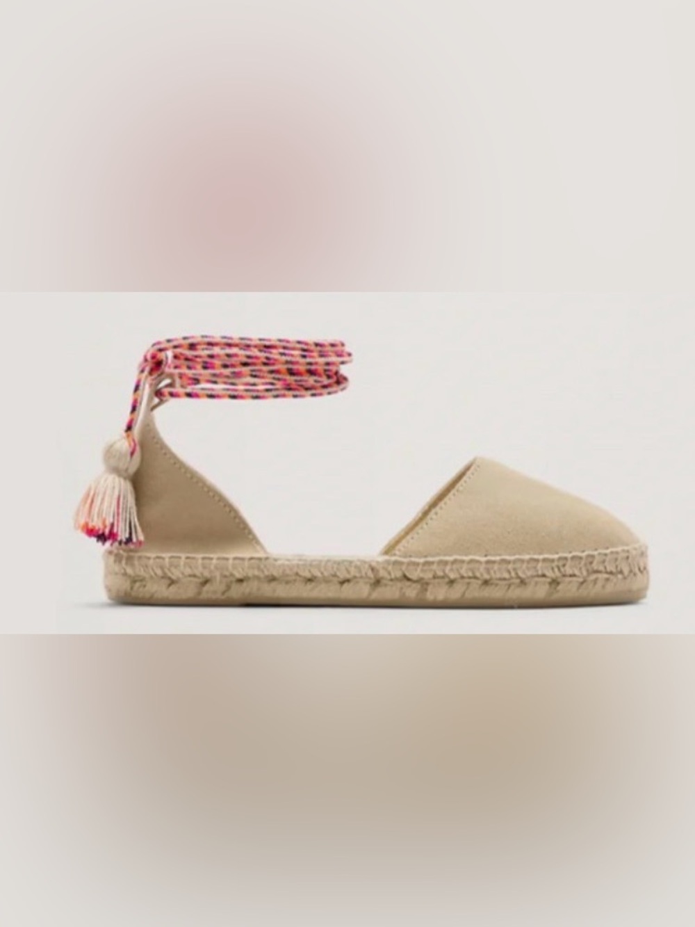 GUANABANA Handmade- Valencia Flat With Colorful Pompon/Beige: Size 39 (8-8.5)